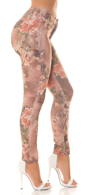 2in1 Skinny Jeans with flower print Mixed